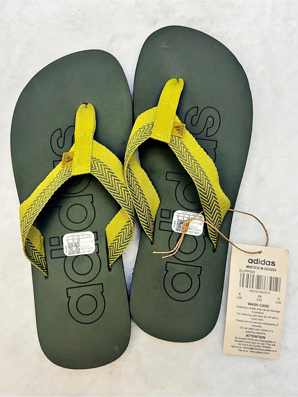 Adidas MISTICO M Men’s Thong Flip Flop Sandals Green & Yellow sz US 6 NWT